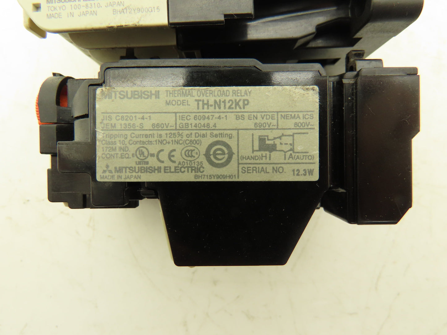 Mitsubishi Electric S-T12 Contactor 7.5Hp 20A 600vAC TH-N12KP Overload Relay
