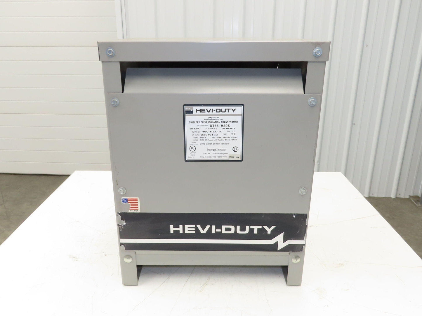 Hevi-Duty Shielded Isolation Transformer 20kva 3ph HV 460 Delta LV 230Y/133