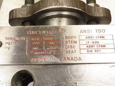 Tricentric 4" Stainless Butterfly Valve 8-Lug + Hytork-425 Actuator & Positioner