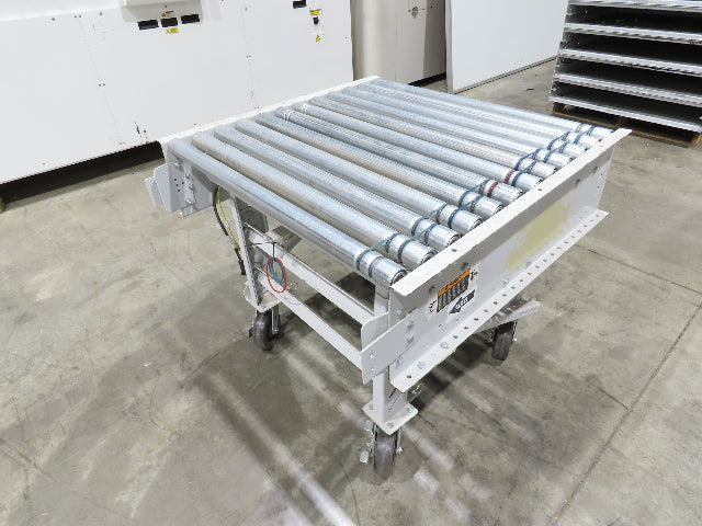 Roach 36"BF x 36"L Live Roller Conveyor 130VDC O-Ring Belt Drive on Casters