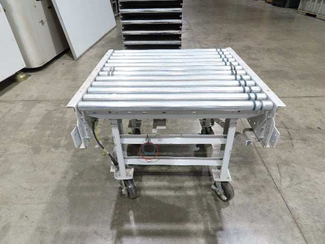 Roach 36"BF x 36"L Live Roller Conveyor 130VDC O-Ring Belt Drive on Casters