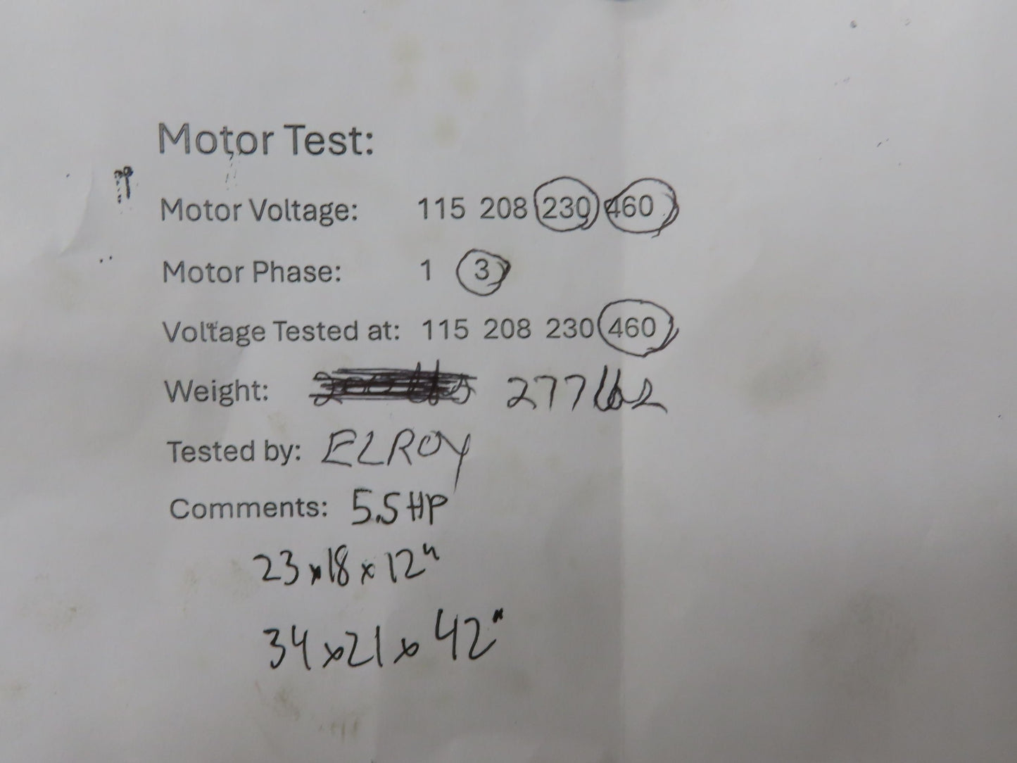 Hydraulic Power Unit 20 Gallon Tank 5.5Hp 230/460V 3Ph Food Grade Stainless