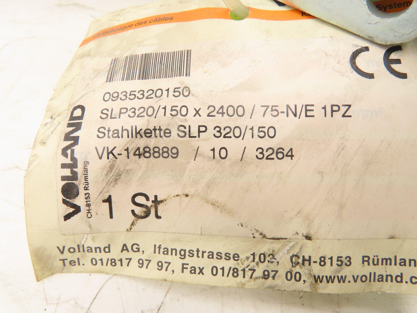 Volland SLP 320/150 x 2400/47-N/E 1PZ Steel Energy Chain Carrier 2x2.5" ID 98" L