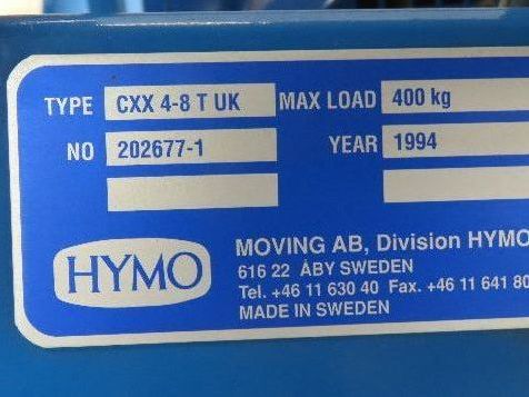 Hymo CXX4-8 Hydraulic Scissor Lift Table 400kg 880lb 36" Travel 24x31" 240V 3Ph