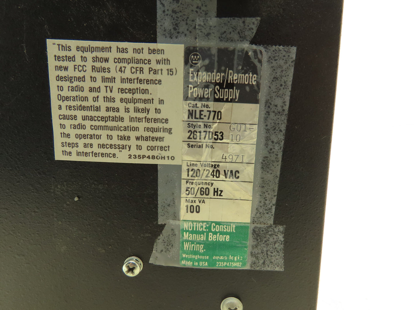 Westinghouse NLE-770 Numa-Logic Expander Remote Power Supply 100VA 120/240VAC In