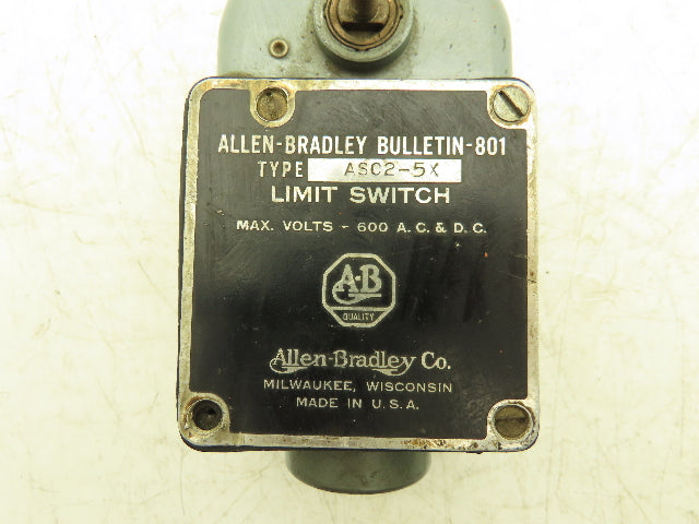 Allen-Bradley Bulletin 801 ASC2-5X Limit Switch NO/NC Contact Ser A 600V