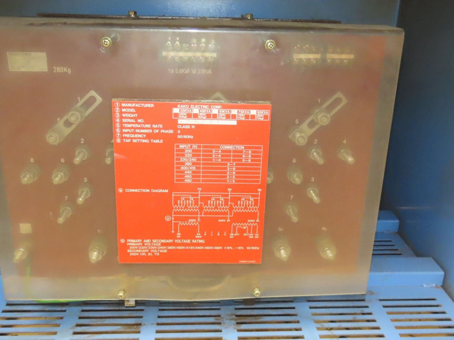 Kako KT42-23 Stepdown Power Transformer 75kva 3Ph HV 200/230/380/460/480 LV 200