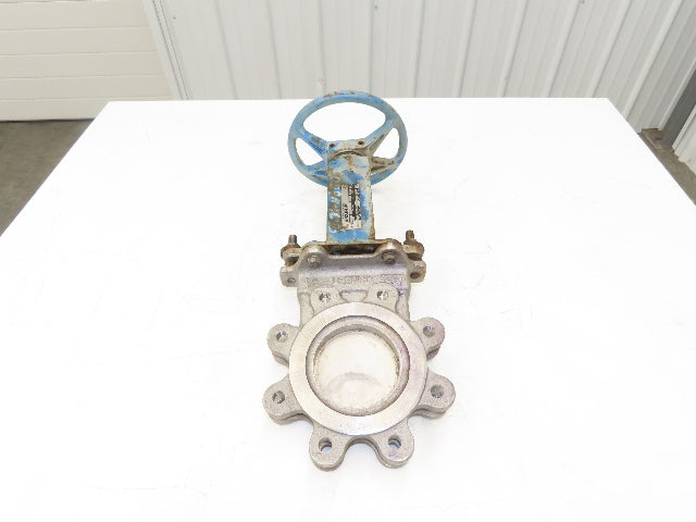 DeZurik 827 4" Stainless Lug Knife Gate Valve Rising Stem Metal Seat 316SS