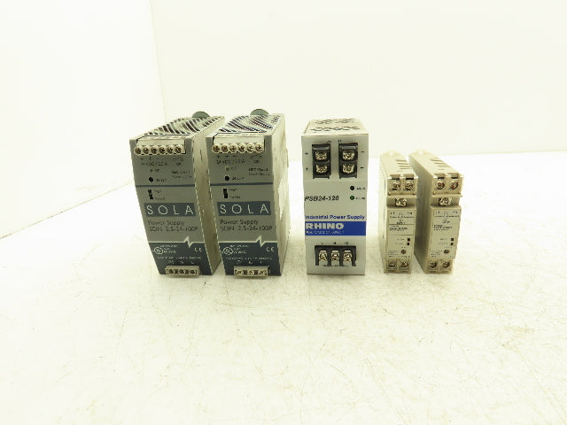 Sola Rhino Omron DIN Mountable Power Supplies 24VDC 2A/2.5A/5A Mixed Lot of 5