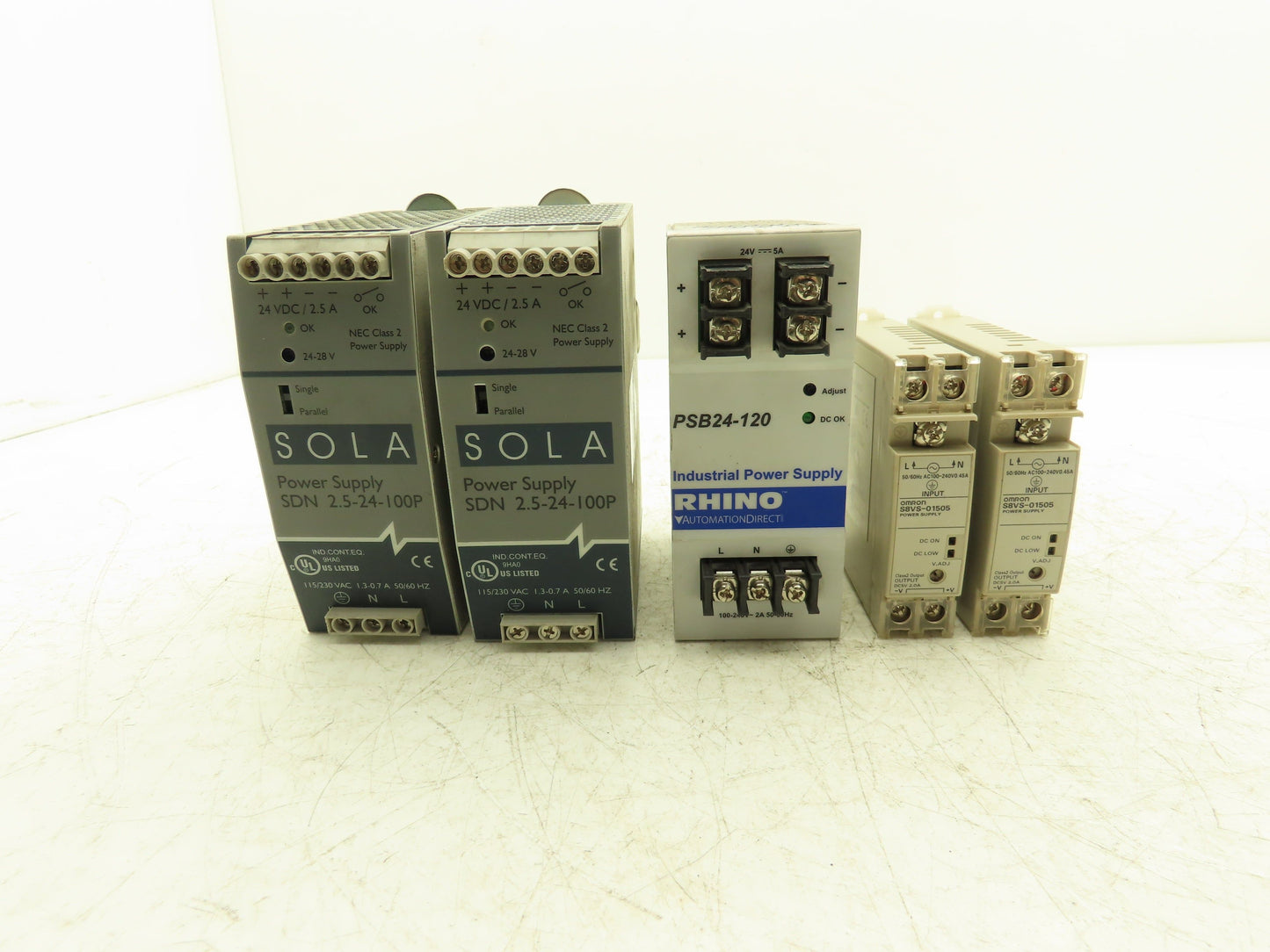 Sola Rhino Omron DIN Mountable Power Supplies 24VDC 2A/2.5A/5A Mixed Lot of 5