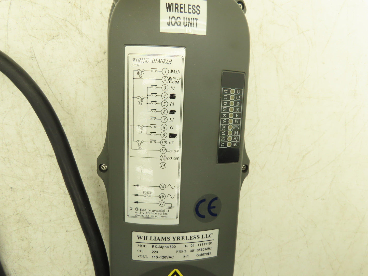 Williams Wyrless RX-Alpha 500 Wireless Crane Hoist Receiver No Remote