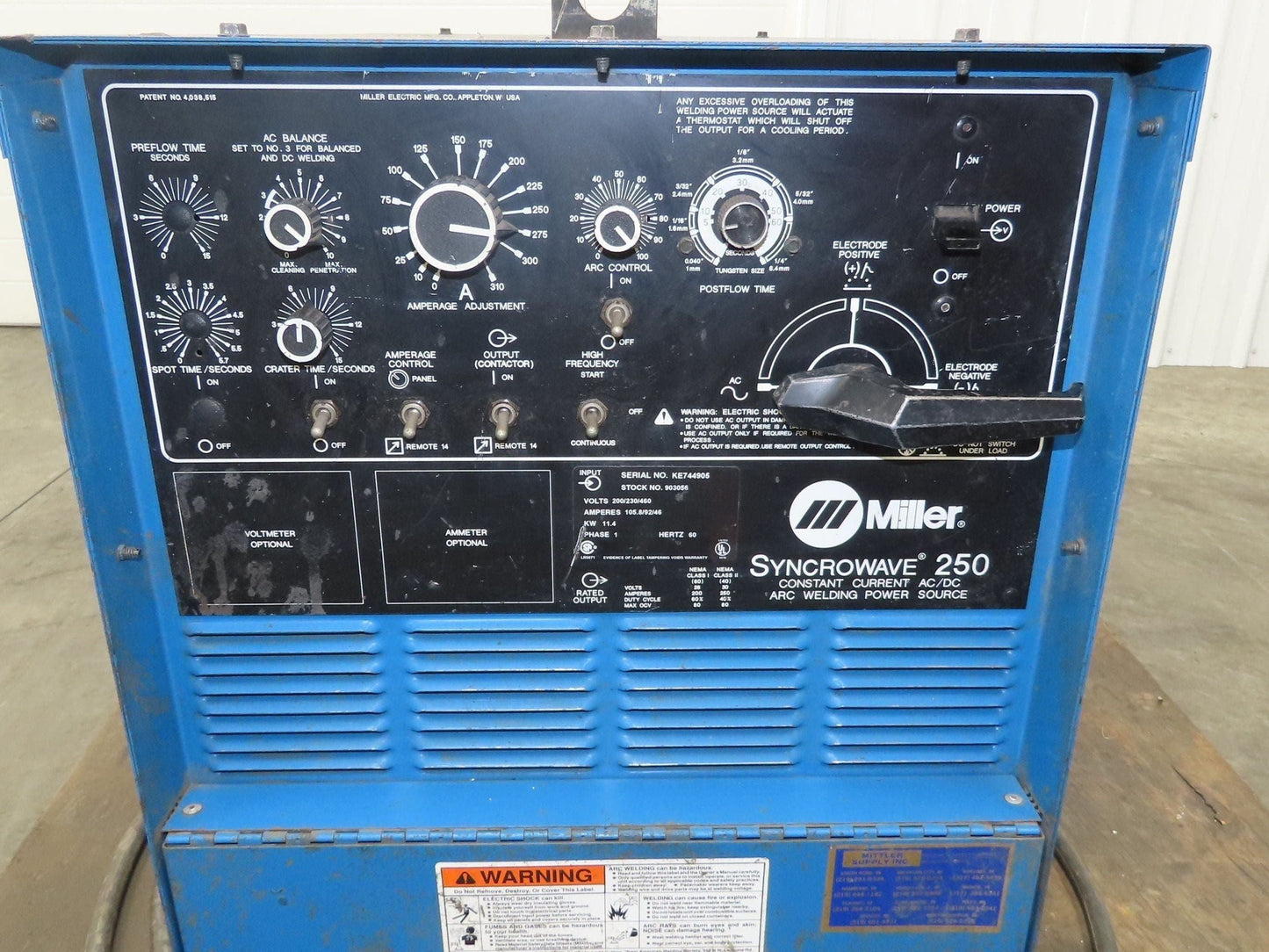 Miller Syncrowave 250 Arc Welding Power Source CC AC/DC Constant Current