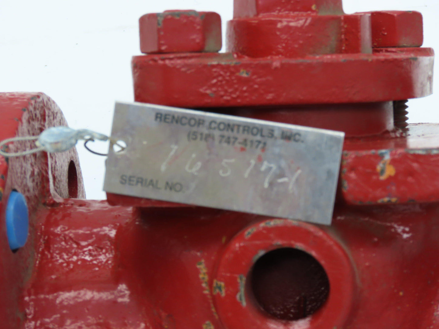 Rencor Controls 1" Ball Valve 6-1/8" Flange OD Fire Red