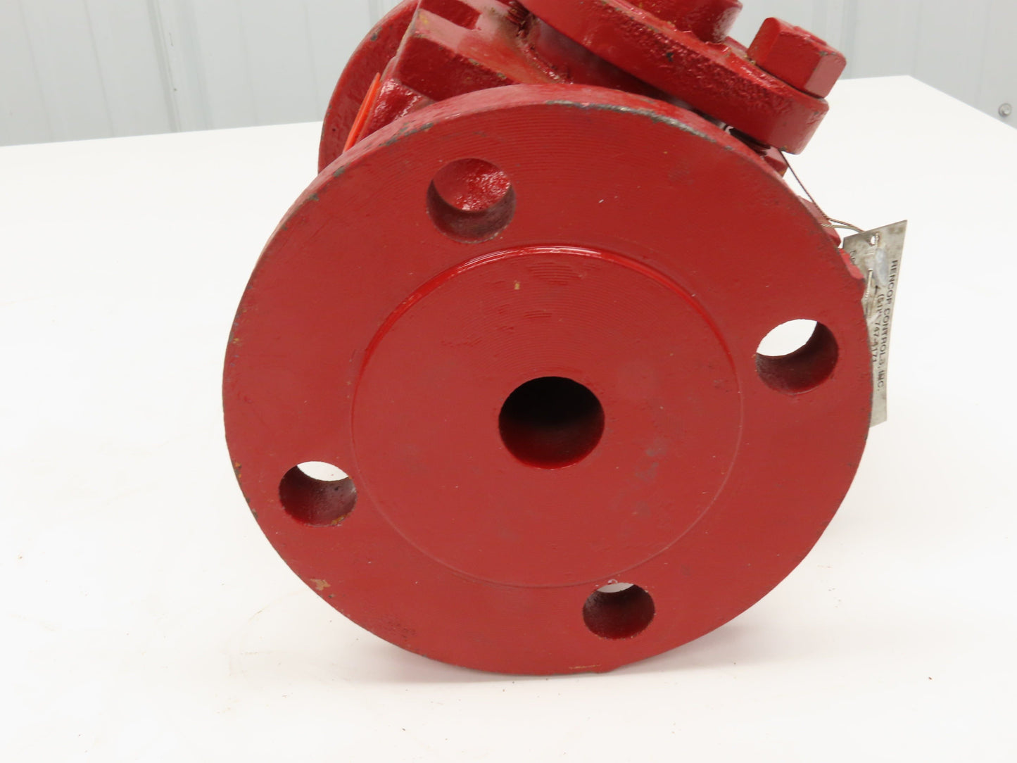 Rencor Controls 1" Ball Valve 6-1/8" Flange OD Fire Red