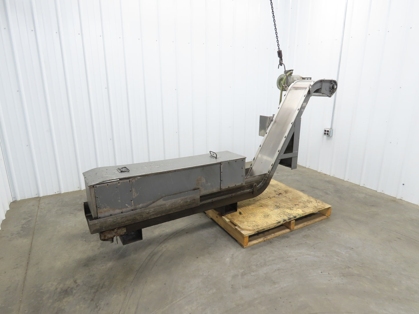 Magnetic Incline CNC Chip Conveyor 11"x 64" Infeed 40" Discharge 230V 3PH