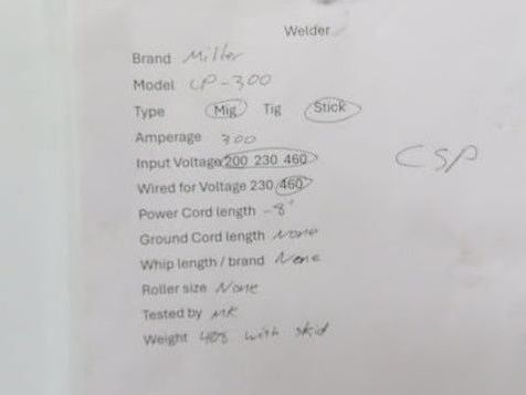 Miller CP-300 Mig Welder 300 amp DC Arc S-60 Wire Feeder 200/230/460v 3PH