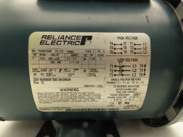 Reliance Electric P56H3131H AC Motor 1Hp 1750 RPM 230/460V 3PH 56C
