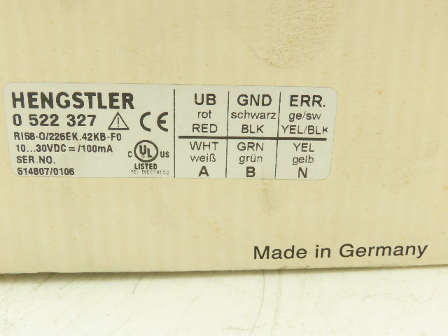 Hengstler 0 522 327 Rotary Encoder 10mm Shaft 226 Step IP64