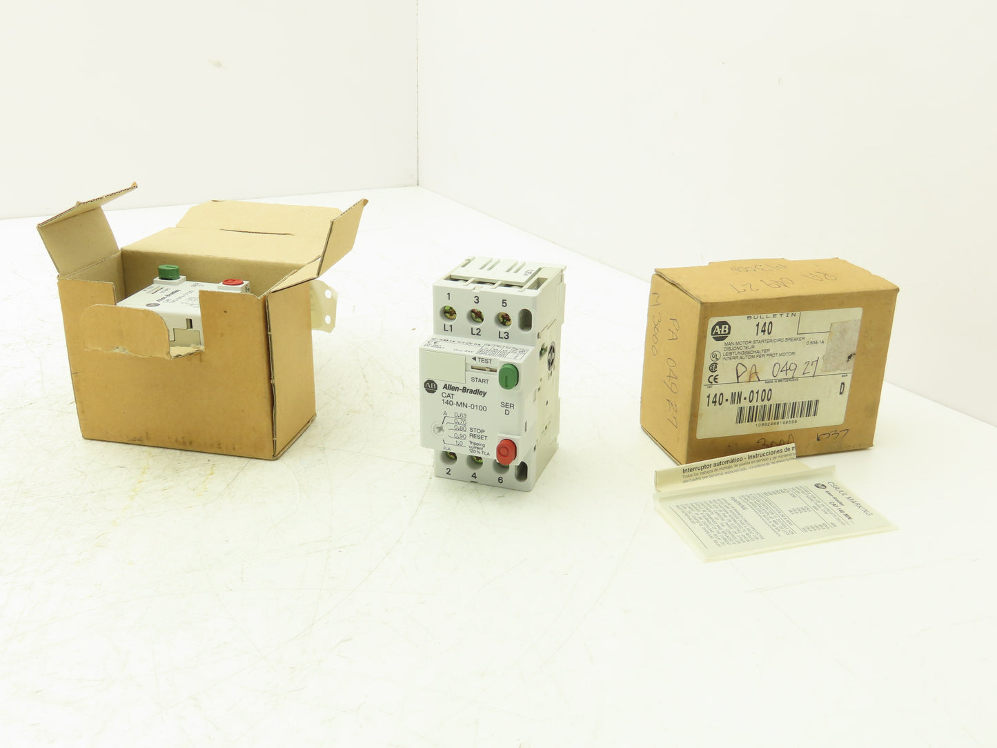 Allen Bradley 140-MN-0100 Manual Motor Starter 1.5Hp 600v 3Ph 0.63-1A Ser D