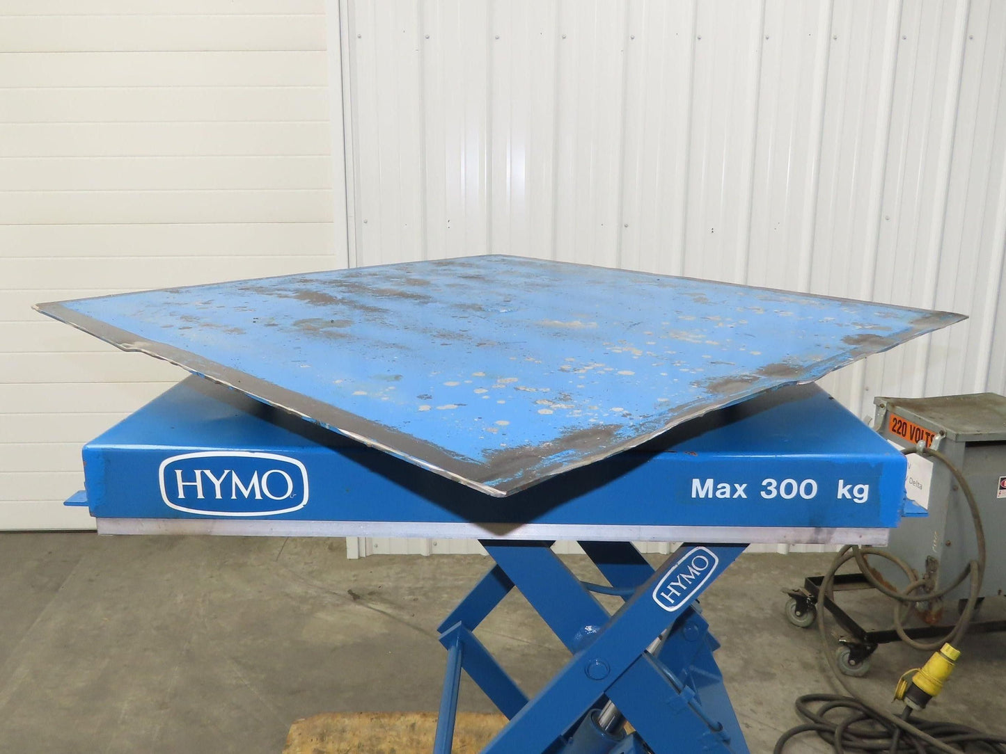 Hymo Hydraulic Scissor Lift Table 300kg 660lb 36" Travel 33x33" Swivel Top 1Ph