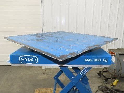Hymo Hydraulic Scissor Lift Table 300kg 660lb 36" Travel 33x33" Swivel Top 1Ph