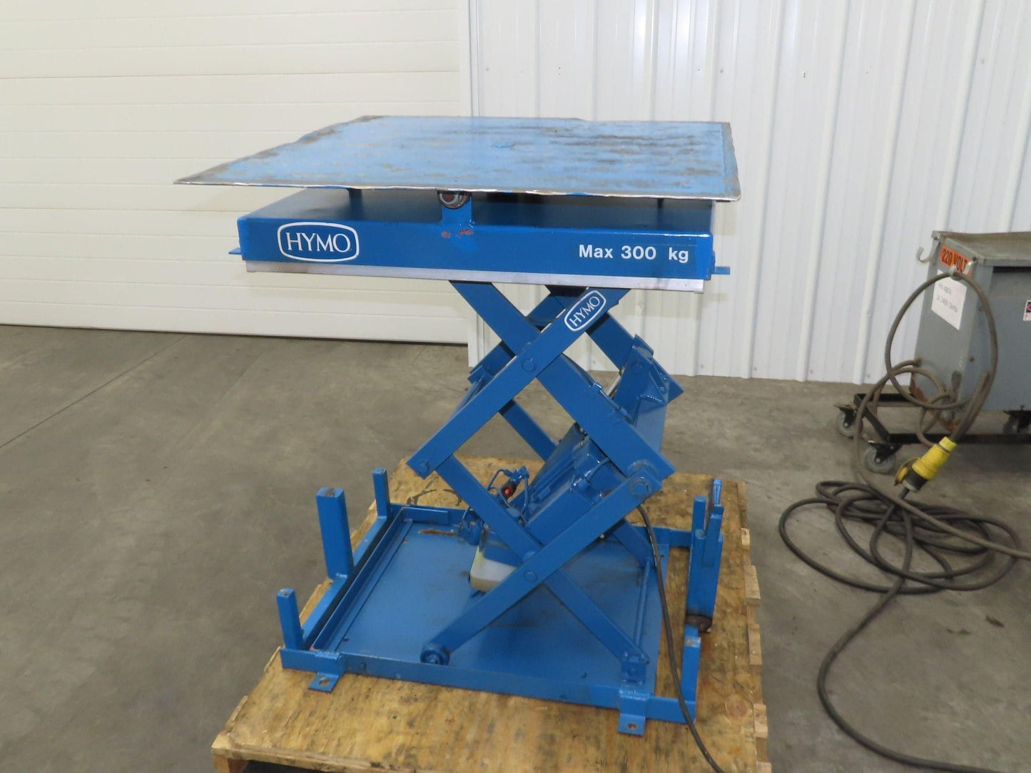 Hymo Hydraulic Scissor Lift Table 300kg 660lb 36" Travel 33x33" Swivel Top 1Ph