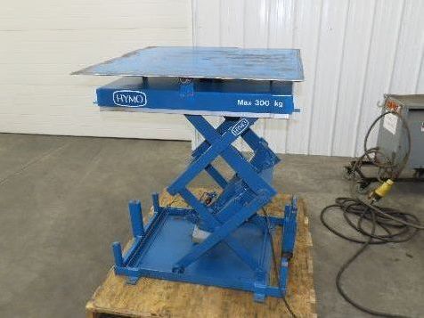 Hymo Hydraulic Scissor Lift Table 300kg 660lb 36" Travel 33x33" Swivel Top 1Ph
