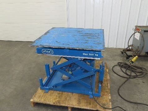 Hymo Hydraulic Scissor Lift Table 300kg 660lb 36" Travel 33x33" Swivel Top 1Ph
