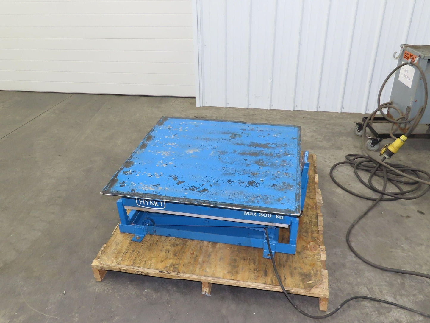 Hymo Hydraulic Scissor Lift Table 300kg 660lb 36" Travel 33x33" Swivel Top 1Ph