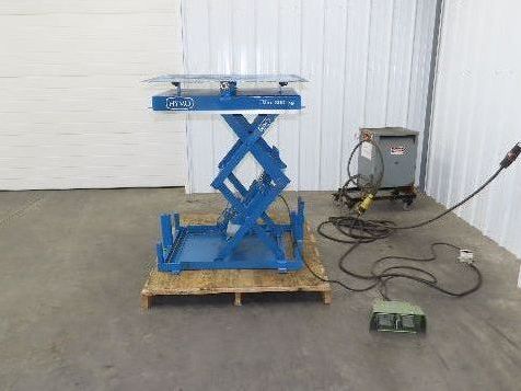 Hymo Hydraulic Scissor Lift Table 300kg 660lb 36" Travel 33x33" Swivel Top 1Ph