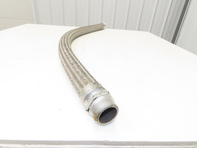2" OD Stainless Steel Flexible Braided Hose 48" Pipe Union