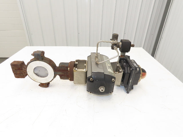 Flowserve B100D 3" Butterfly Wafer Valve Teflon Pneumatic Actuator w/Positioner