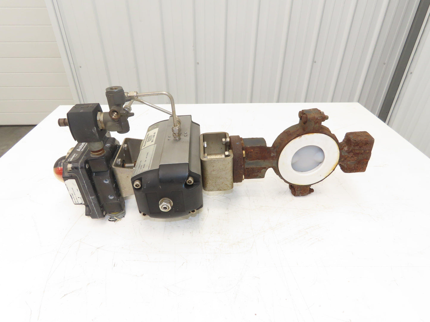 Flowserve B100D 3" Butterfly Wafer Valve Teflon Pneumatic Actuator w/Positioner