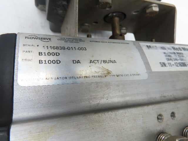 Flowserve B100D 3" Butterfly Wafer Valve Teflon Pneumatic Actuator w/Positioner