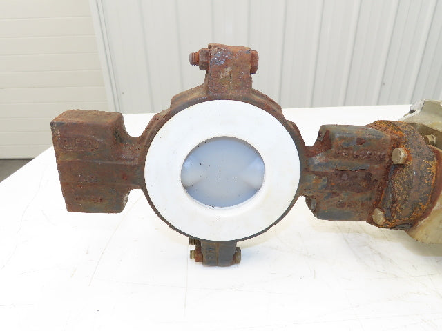 Flowserve B085D 3" Butterfly Wafer Valve Teflon Pneumatic Actuator w/Positioner