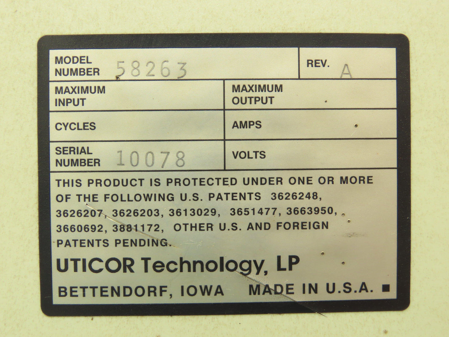 Uticor Technology 58263 PND Remote Operator Station Pushbutton *NO KEY