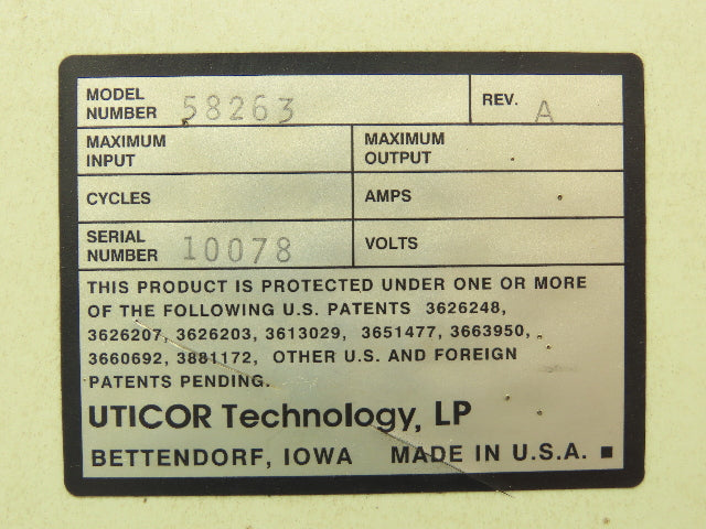 Uticor Technology 58263 PND Remote Operator Station Pushbutton *NO KEY