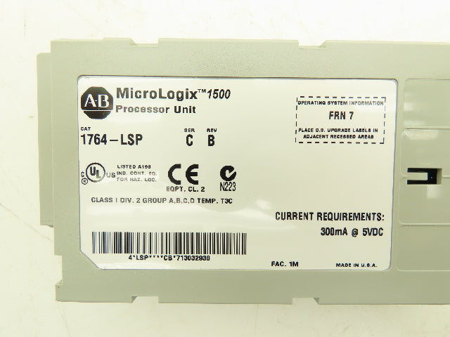 Allen Bradley 1764-LSP MicroLogix 1500 LSP Processor Unit Ser C Rev B FRN 7