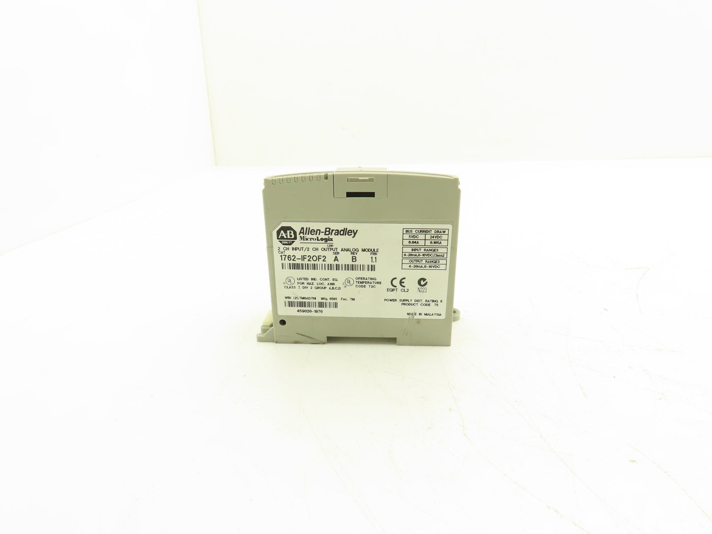 Allen Bradley 1762-IF2OF2 MicroLogix 1200 Analog I/O Module Ser A Rev B FRN 1.1