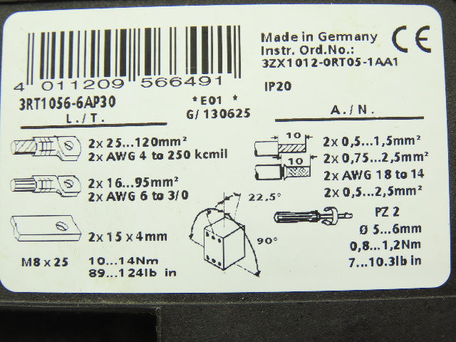 Siemens 3RT1056-6AP36 Motor Starter 200Hp 575V 195A AC/DC Coil 240V *READ