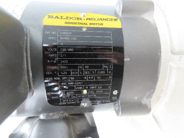 Baldor 1/2HP Cast Aluminum Pressure Blower 5x4" 3450RPM 208-230/460V 3Ph