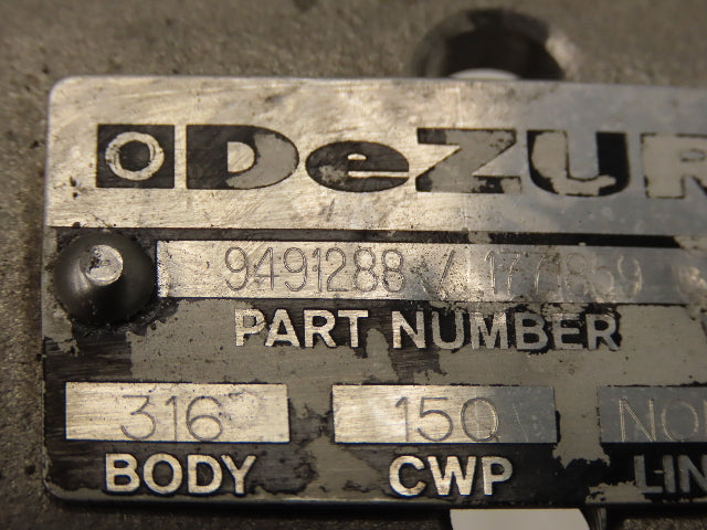 DeZurik 9491288 Knife Gate Valve 5" Pneumatic Cylinder Actuated Lug Flange