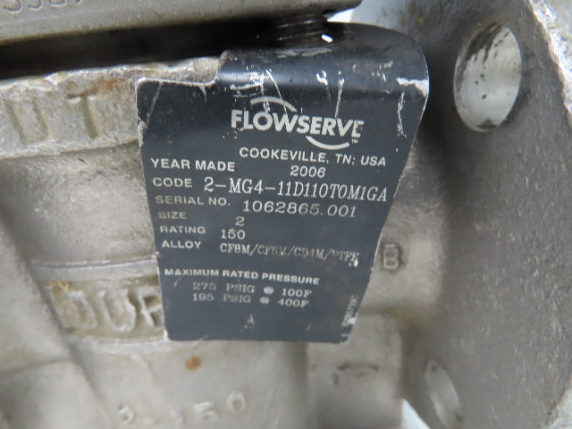 Flowserve B100D Pneumatic Actuator w/Positioner 3 way 2" Idurco Plug Valve
