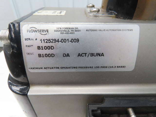Flowserve B100D Pneumatic Actuator w/Positioner 3 way 2" Idurco Plug Valve