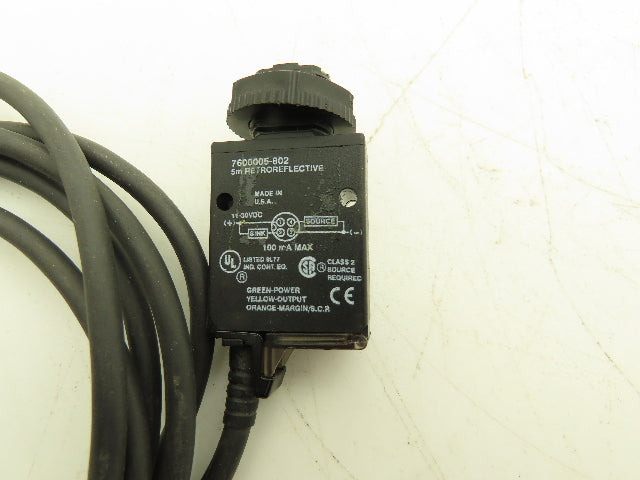 Allen Bradley 7600005-802 Retroreflective Photoeye Sensor 5M With 6' Cord