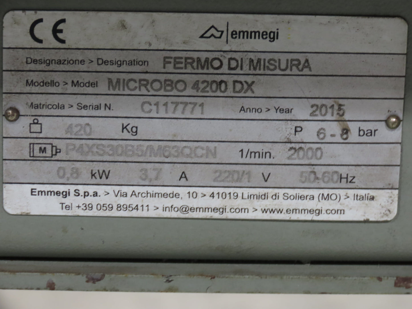 Emmegi SCA550 Single Head Upcut Saw 21.5" Blade 20° Cut Microbo Linear Stop