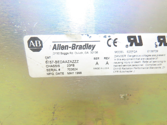 Allen Bradley 6157-BEDAAZZAZZZ Monitor Screen CRT Interface CRACKED GLASS