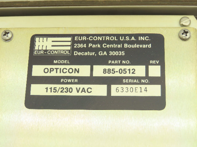 Eur-Control 885-0512 Opticon Consistency Transmitter 115/230VAC
