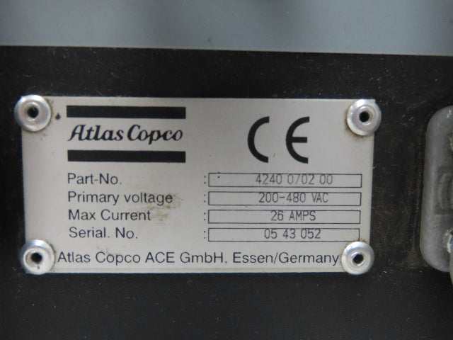 Atlas Copco 4240 0702 00 Power Macs Power Supply Box 26A 200-480VAC In 24VDC Out