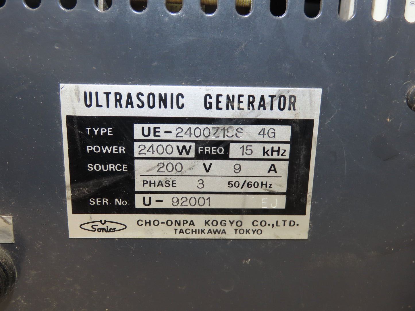 Cho-Onpa Kogyo W2410 Ultrasonic Welder 2400 Watt 15kHz 200v 3ph 50/60Hz